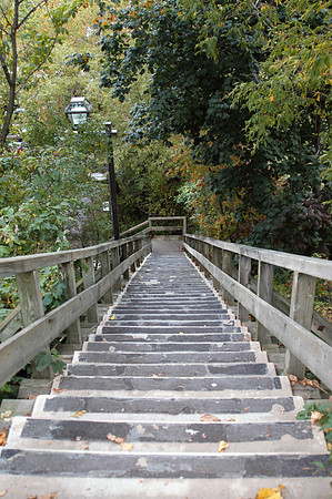 Down the stairs